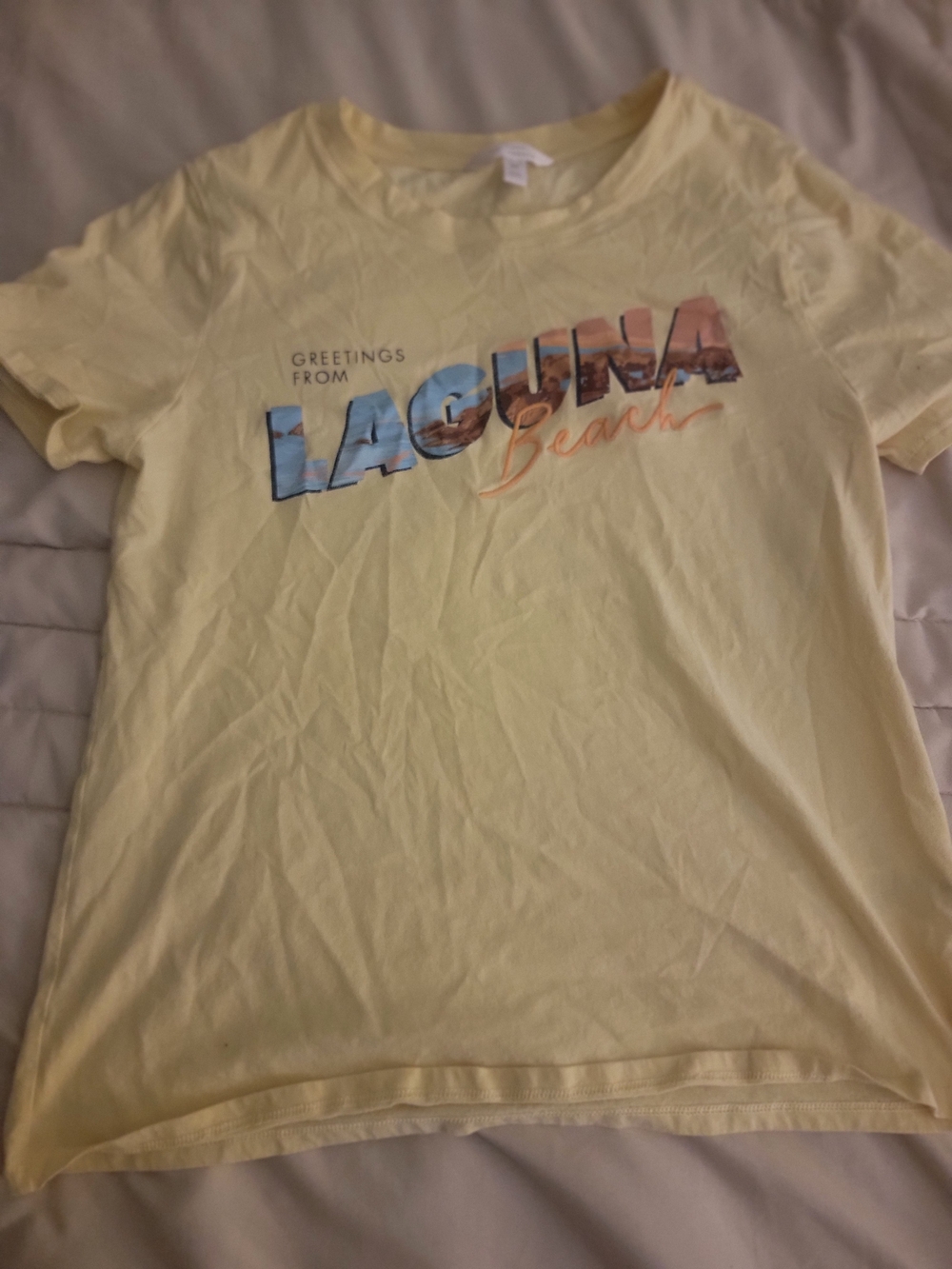 LC Lauren Conrad Pale Yellow 'Laguna Beach' Graphic Tee